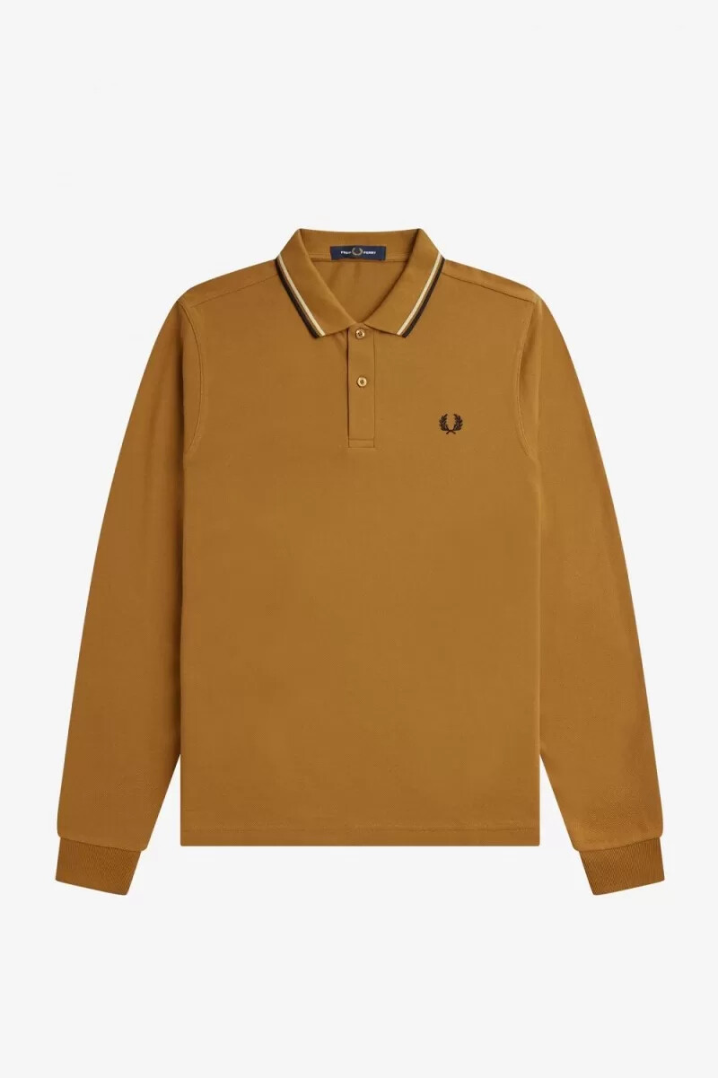 fred perry m3636 mens shirt dark coffee oatmeal black
