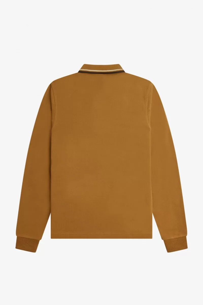 fred perry m3636 mens shirt dark coffee oatmeal black