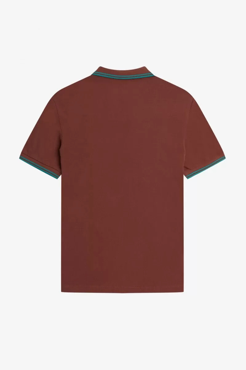 fred perry m3600 mens shirt whisky brown deep mint deep mint