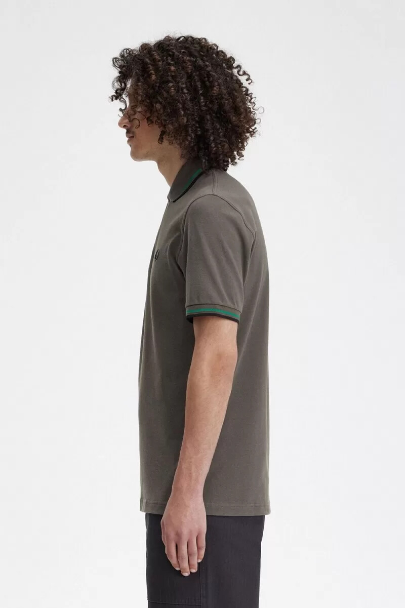 fred perry m12 mens shirt field green green black