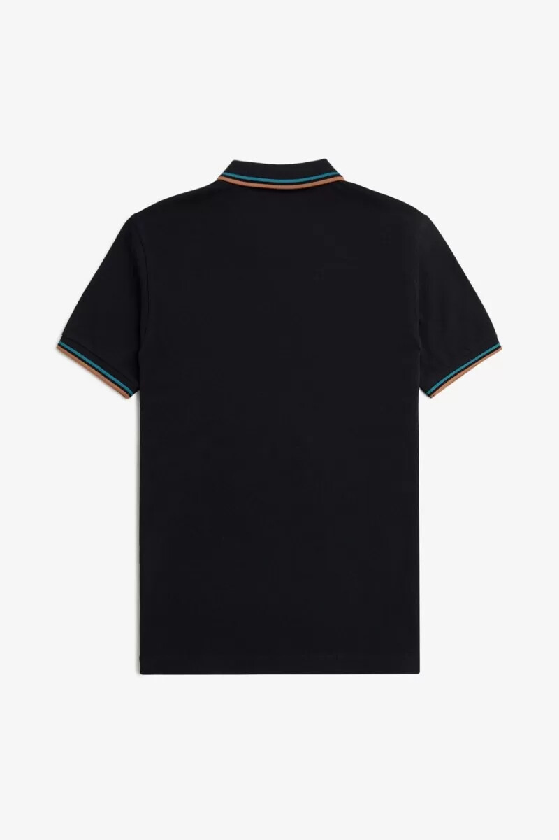 fred perry m3600 mens shirt navy cyber blue light rust