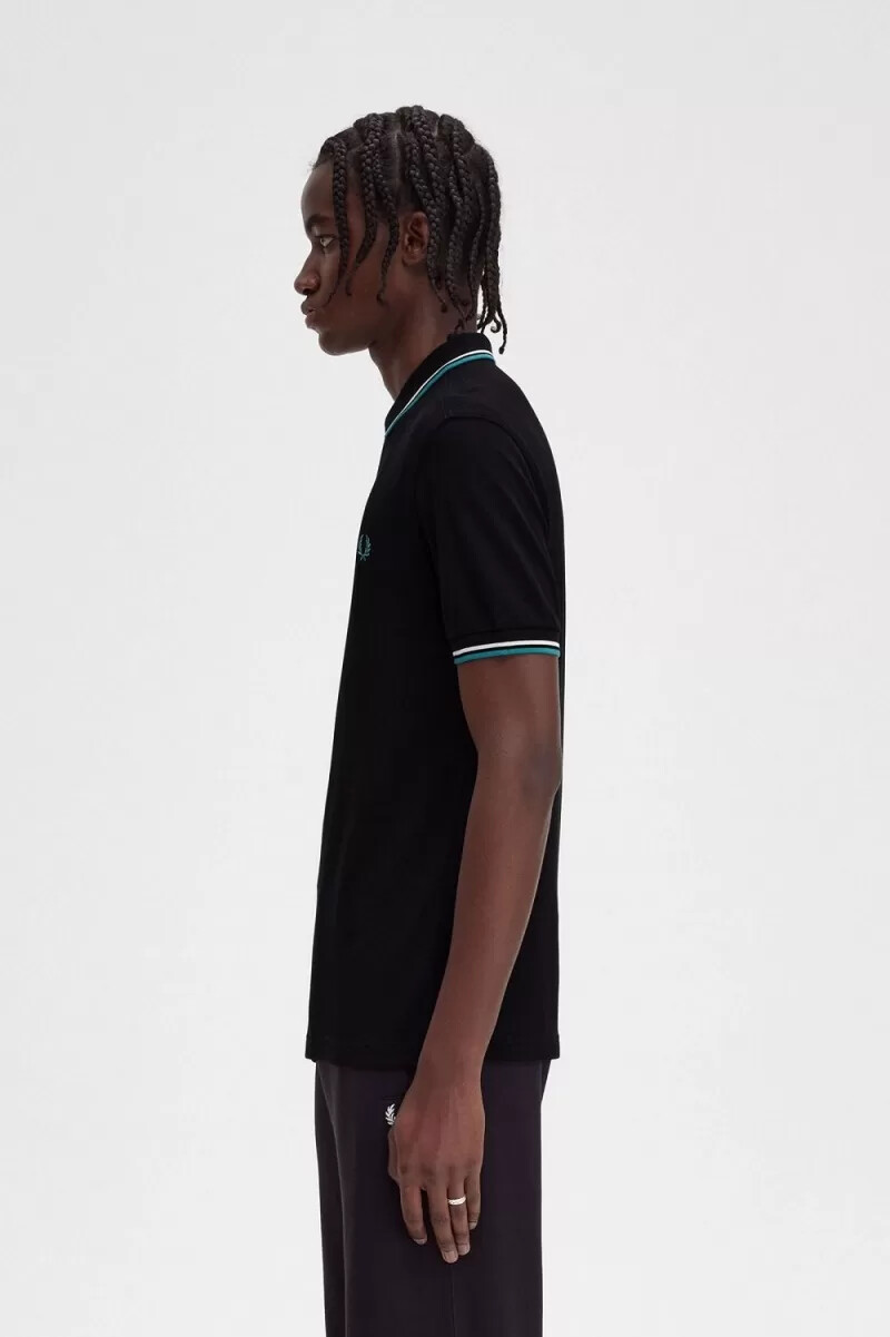 fred perry m3600 mens shirt black beige deep mint