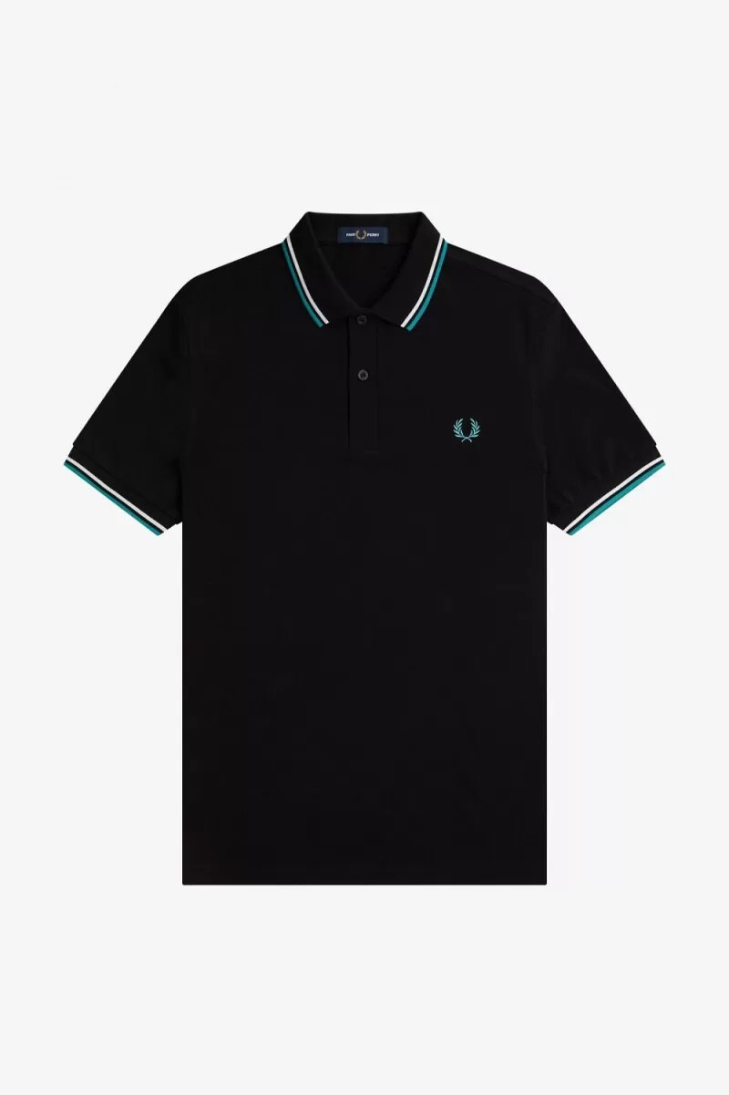 fred perry m3600 mens shirt black beige deep mint