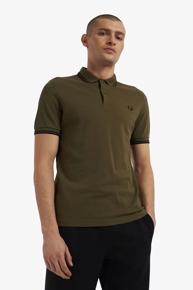 fred perry m3600 mens shirt uniform green black