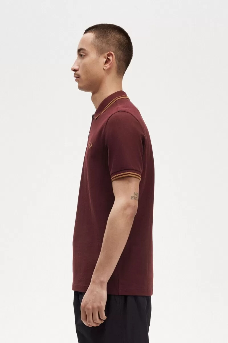 fred perry m3600 mens shirt oxblood brown