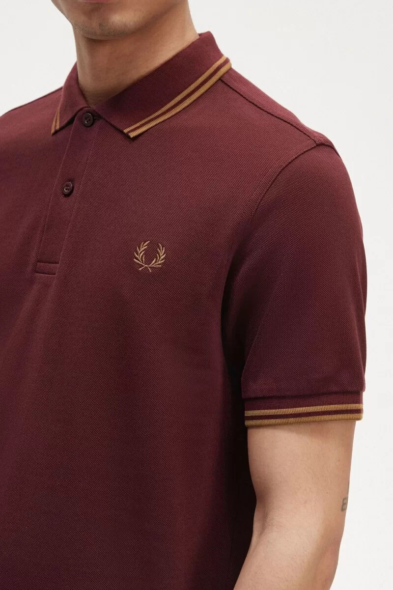 fred perry m3600 mens shirt oxblood brown