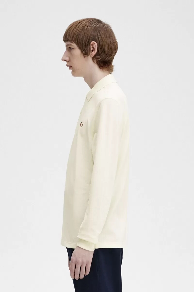 fred perry m6006 mens shirt beige whisky brown