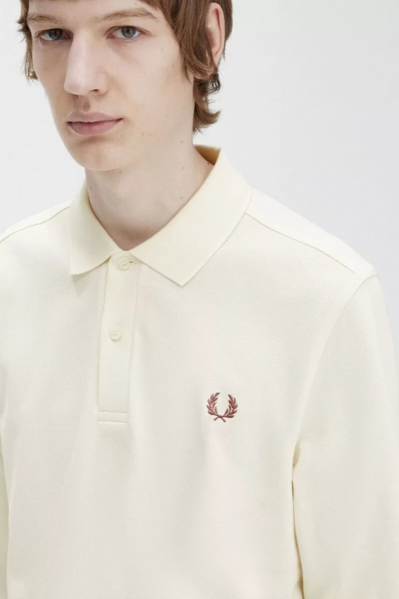 fred perry m6006 mens shirt beige whisky brown