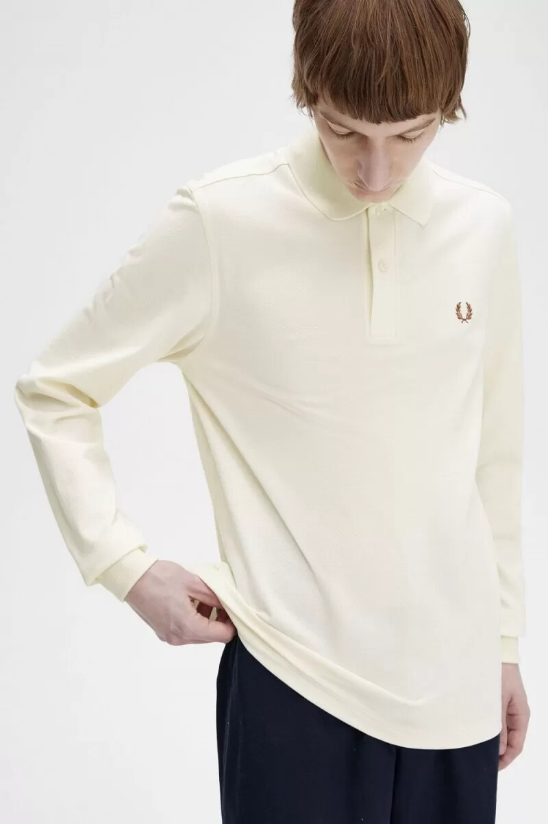 fred perry m6006 mens shirt beige whisky brown