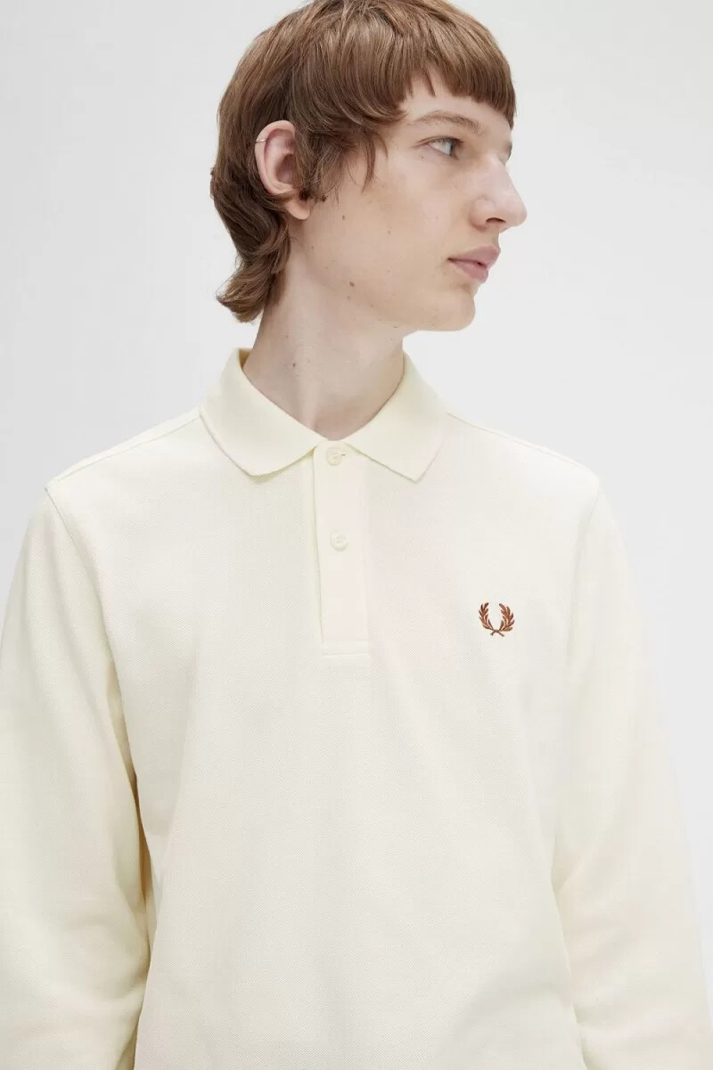 fred perry m6006 mens shirt beige whisky brown