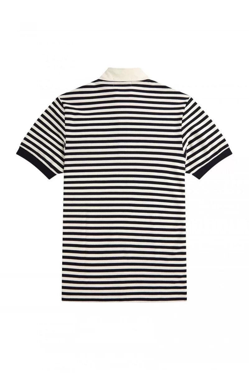 fred perry striped funnel neck mens shirt beige