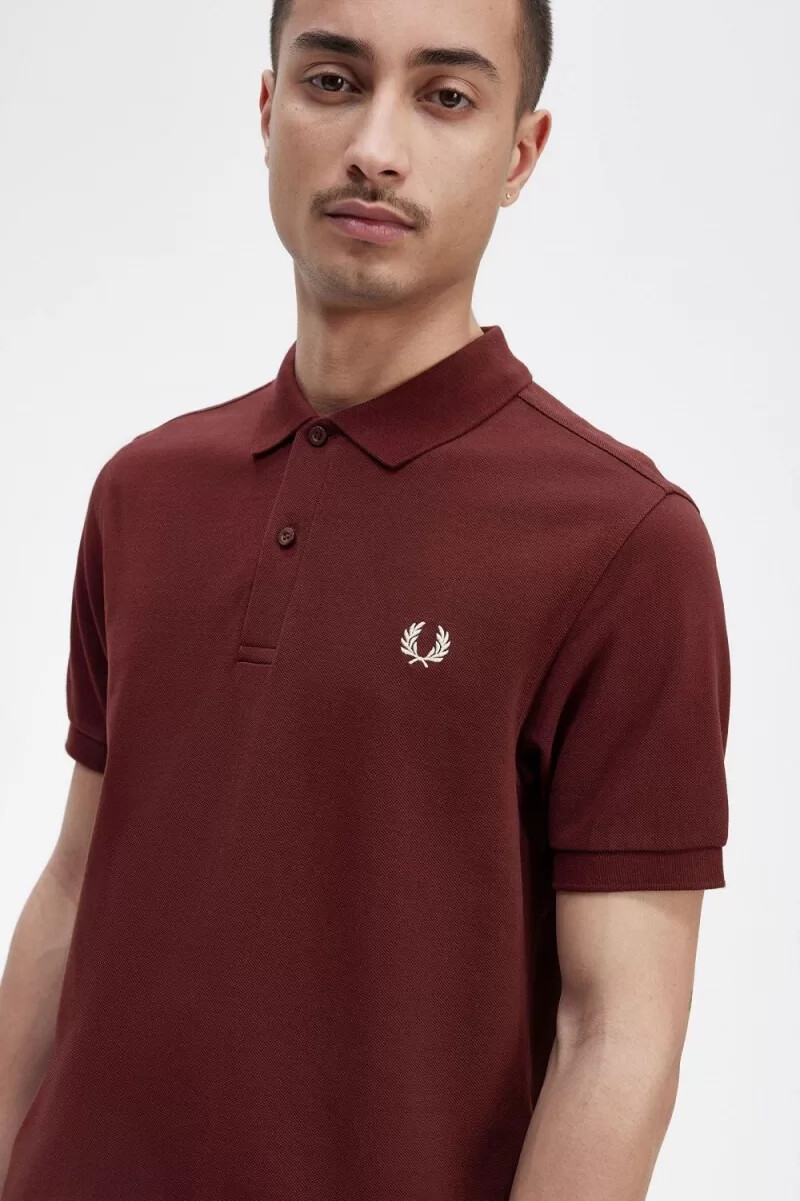 fred perry m6000 mens shirt oxblood beige
