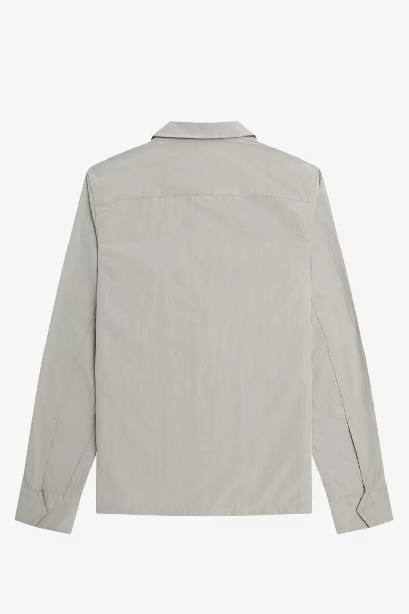 fred perry textured zip-through mens shirt grey