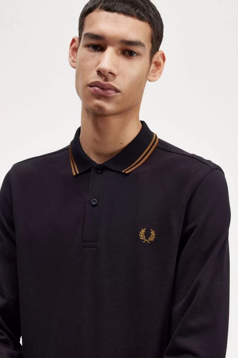 fred perry m3636 mens shirt navy dark coffee dark coffee