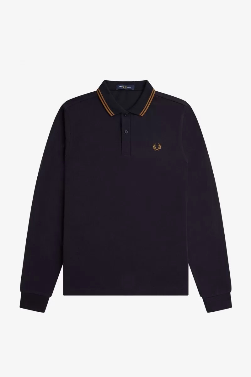 fred perry m3636 mens shirt navy dark coffee dark coffee