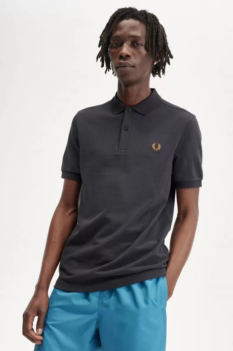 fred perry m6000 mens shirt anchor grey dark coffee