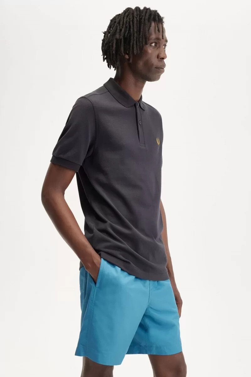 fred perry m6000 mens shirt anchor grey dark coffee