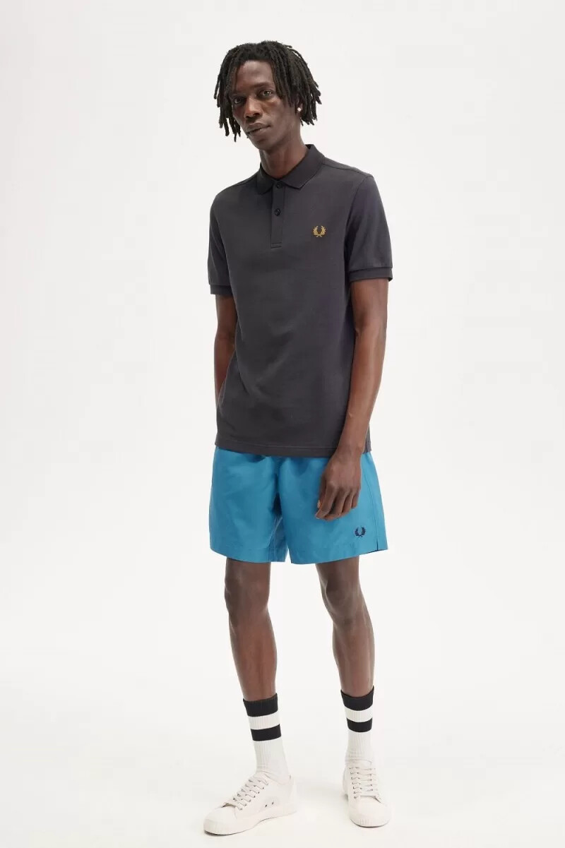 fred perry m6000 mens shirt anchor grey dark coffee