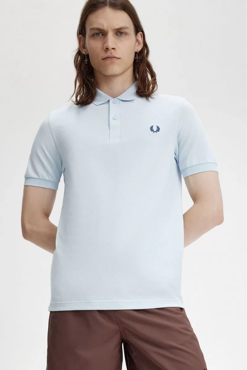 fred perry m6000 mens shirt light aqua midnight blue
