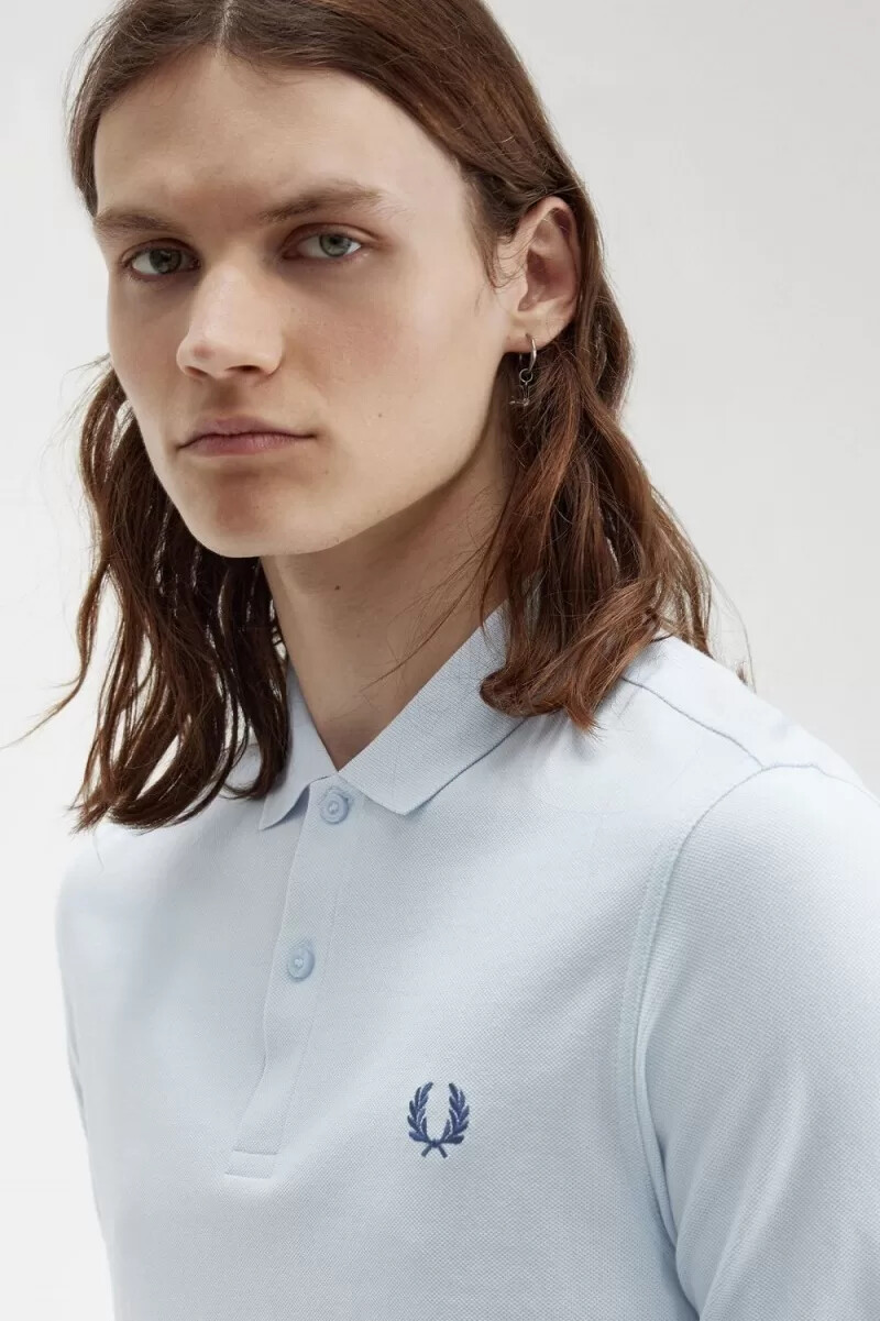 fred perry m6000 mens shirt light aqua midnight blue