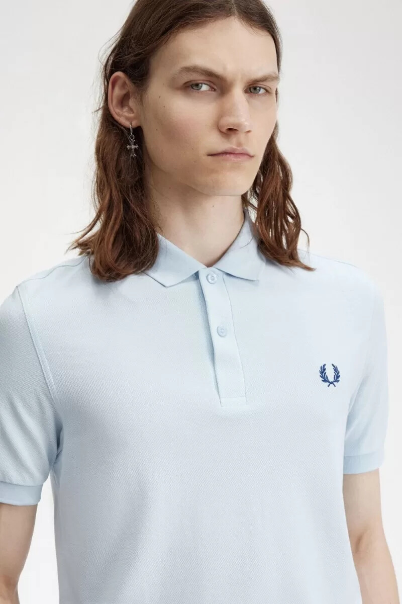 fred perry m6000 mens shirt light aqua midnight blue