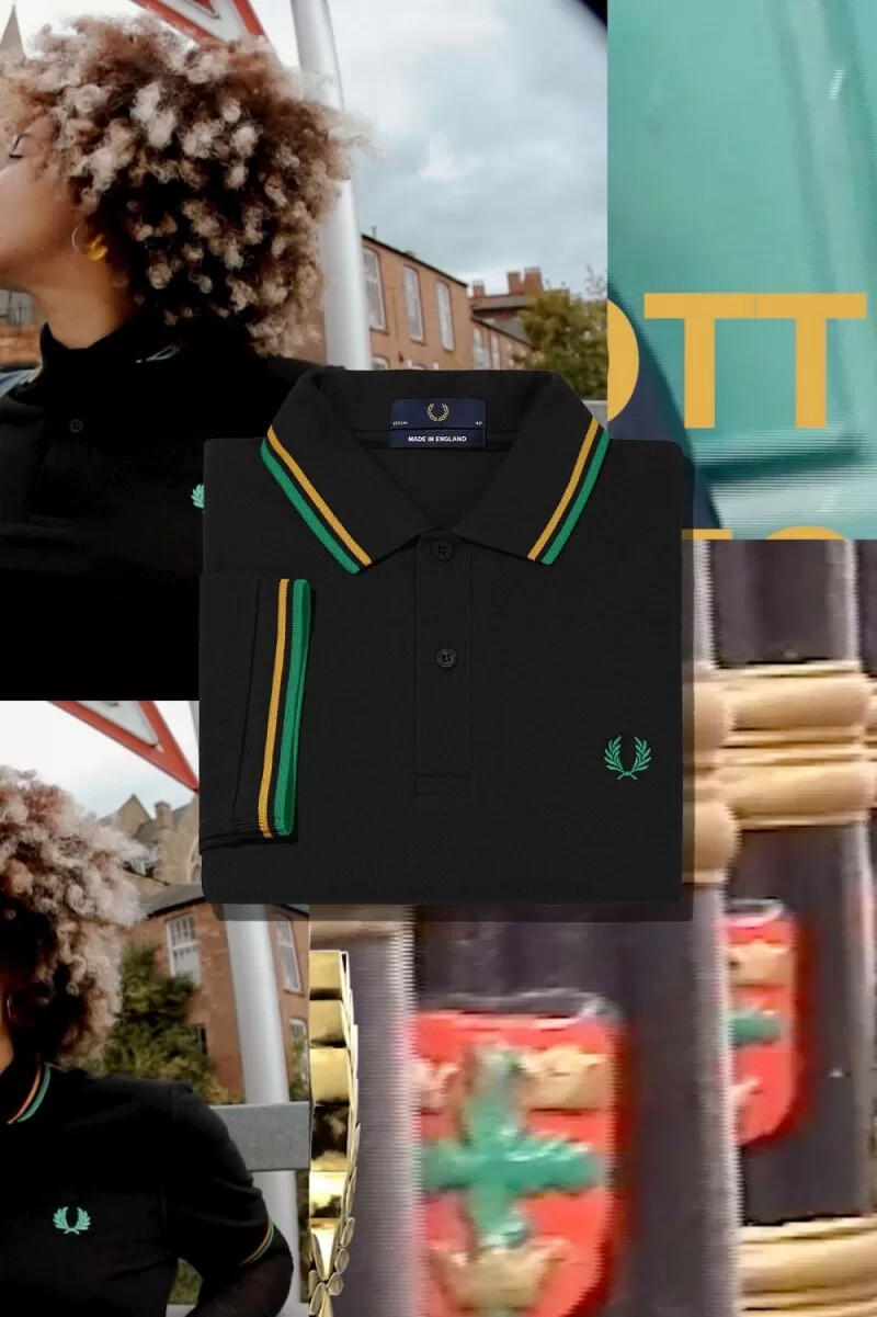 fred perry m12 mens shirt black nottingham gold forest green