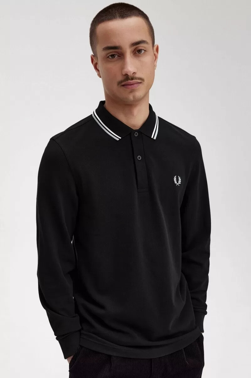 fred perry m3636 mens shirt black beige limestone
