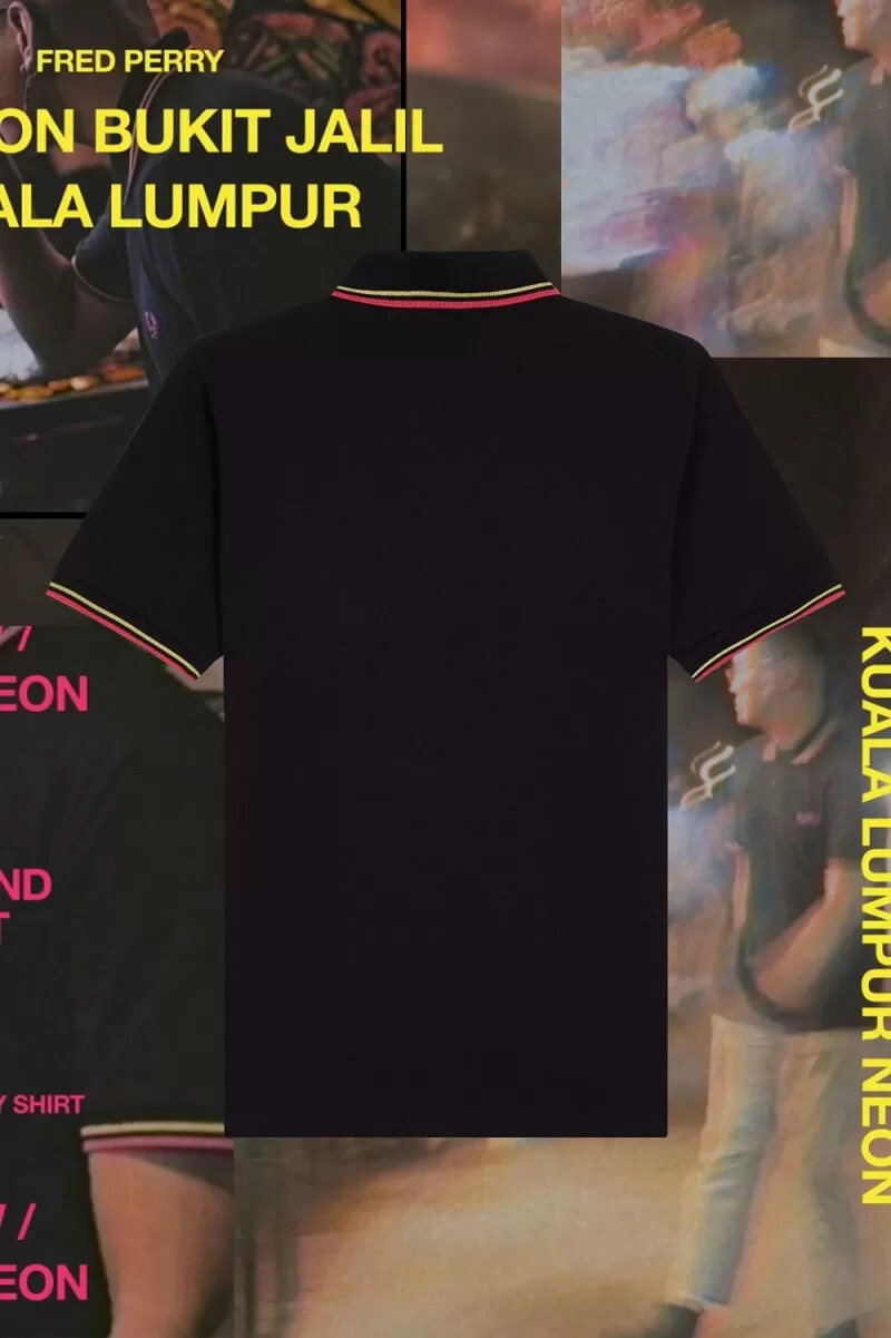 fred perry m12 mens shirt black bright yellow kuala lumpur neon