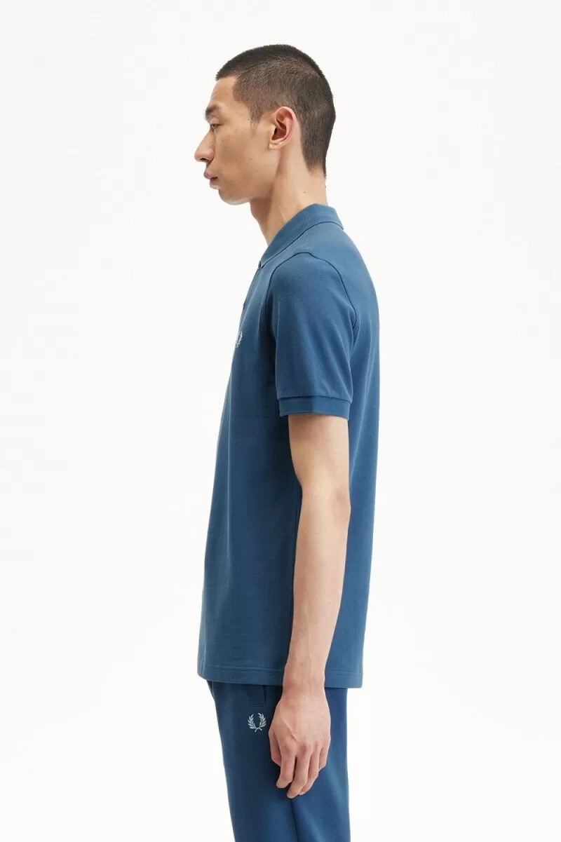 fred perry m6000 mens shirt midnight blue light aqua