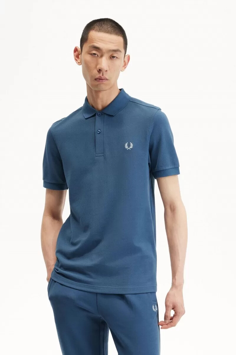 fred perry m6000 mens shirt midnight blue light aqua