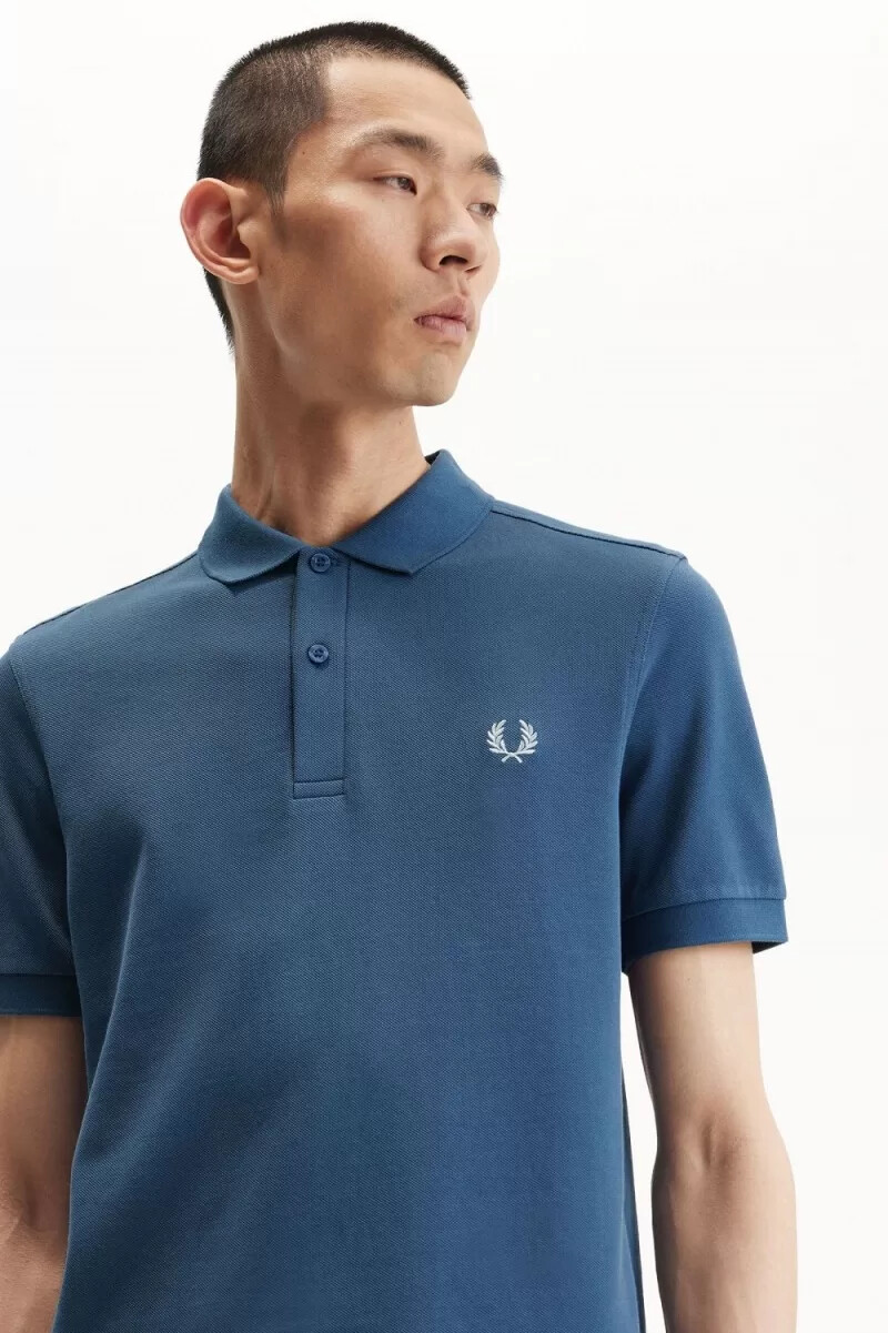 fred perry m6000 mens shirt midnight blue light aqua