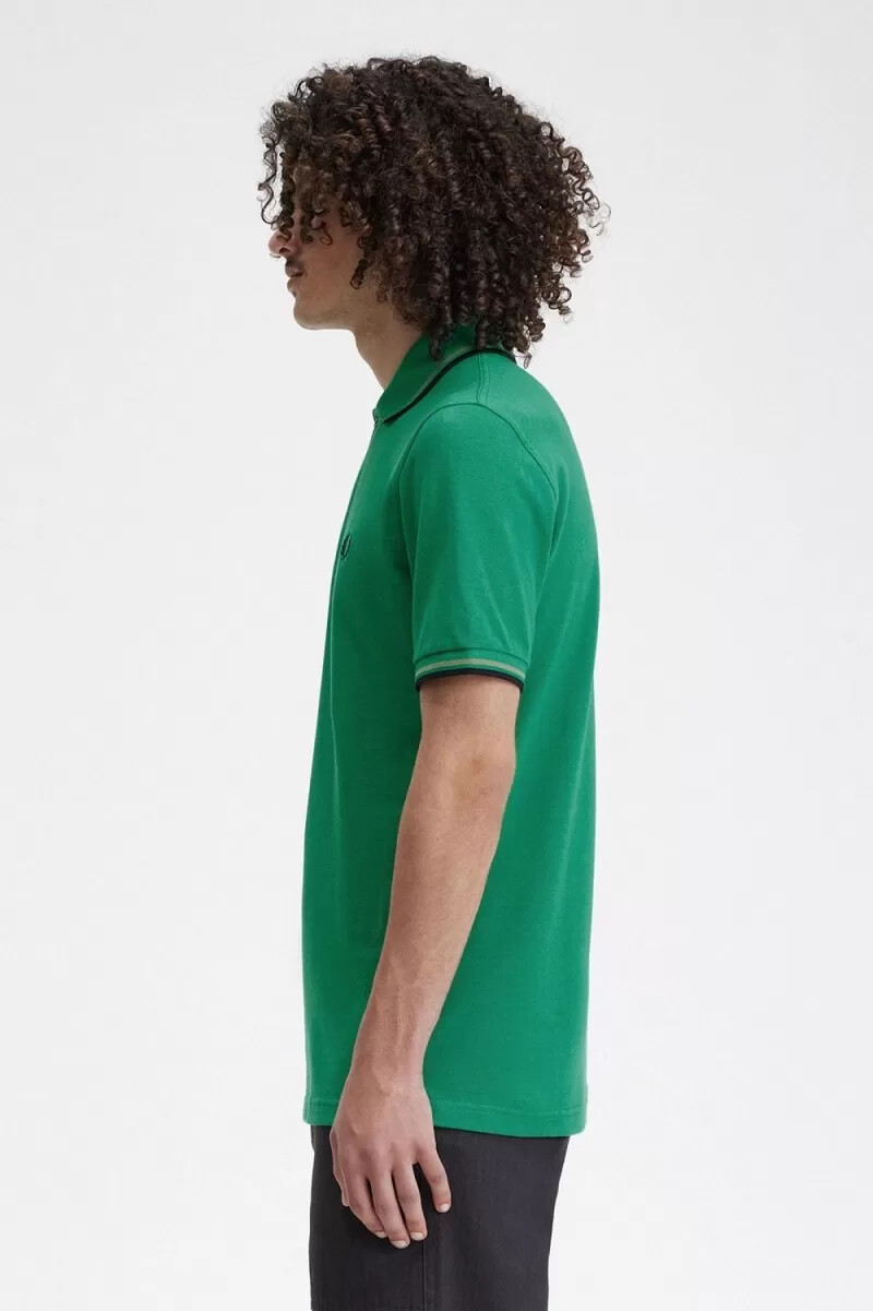 fred perry m12 mens shirt green field green black