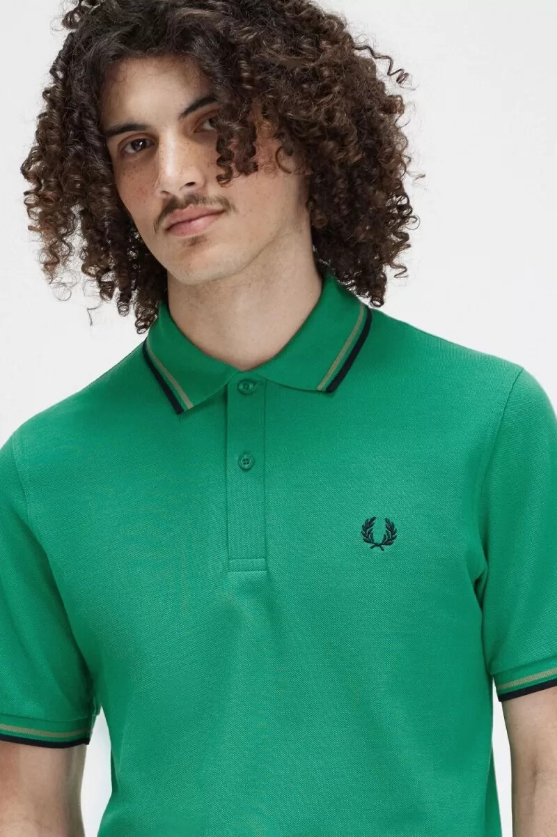 fred perry m12 mens shirt green field green black