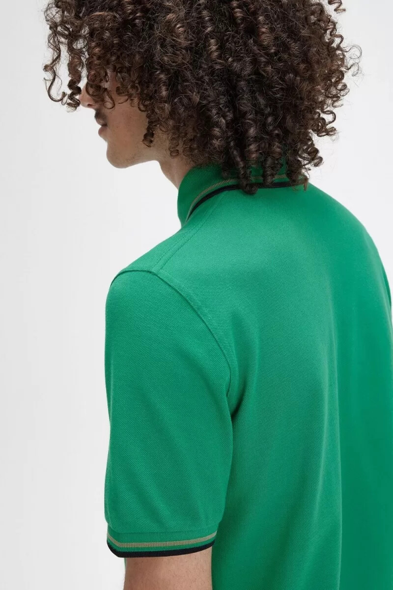 fred perry m12 mens shirt green field green black
