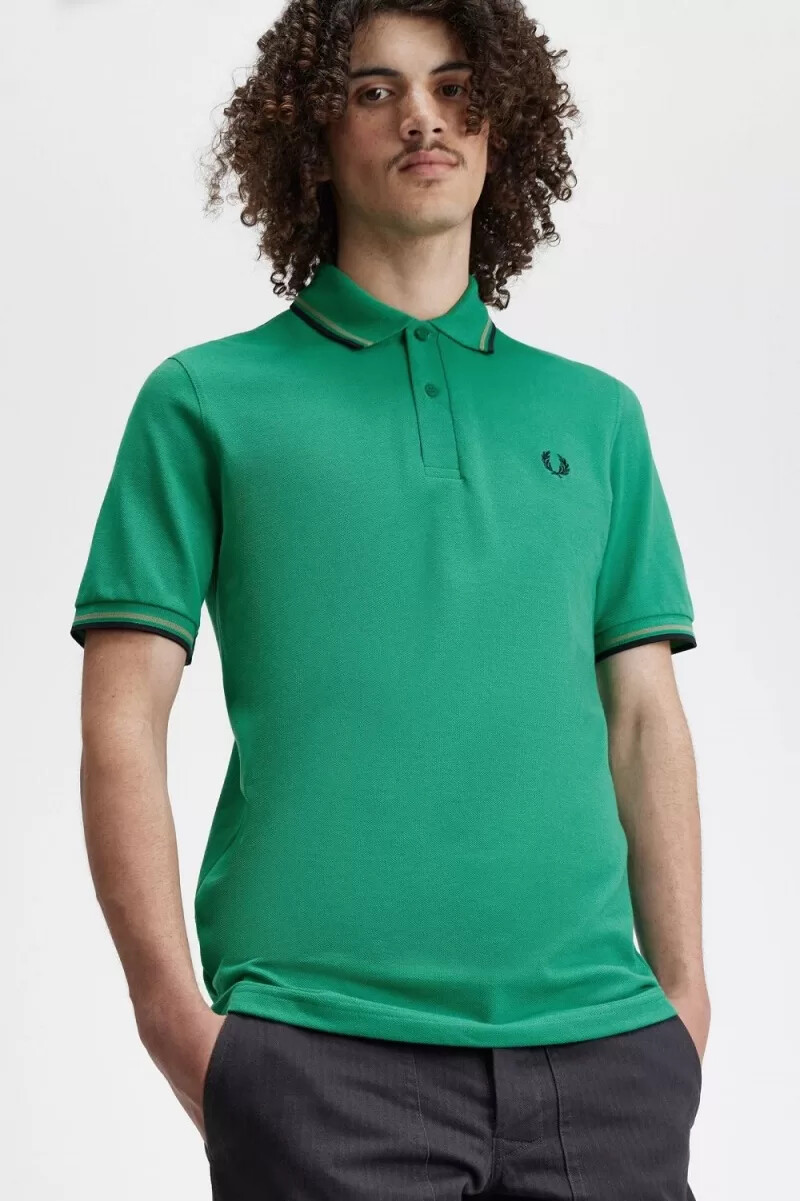 fred perry m12 mens shirt green field green black