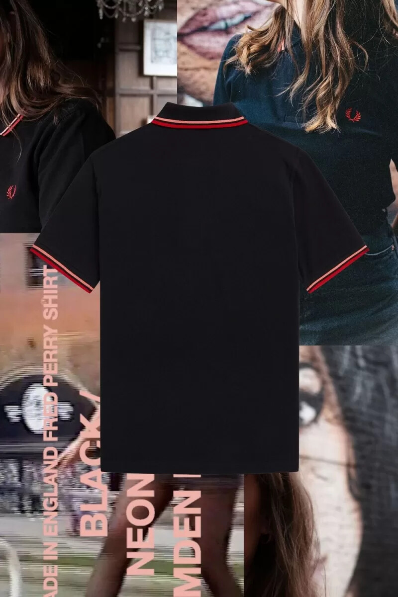 fred perry m12 mens shirt black coral heat camden brick