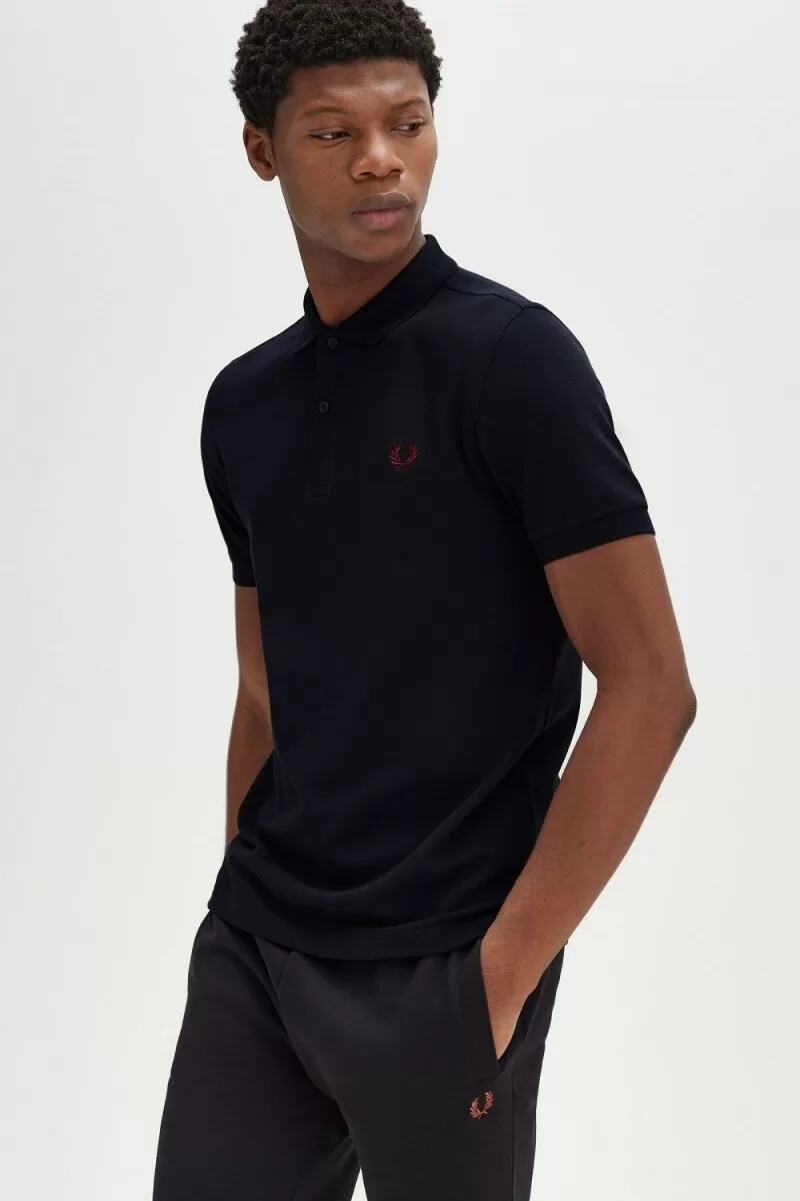 fred perry m6000 mens shirt navy burnt red