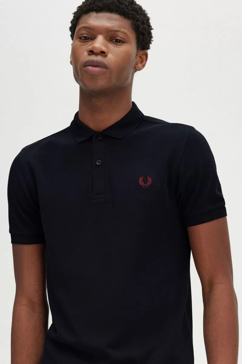 fred perry m6000 mens shirt navy burnt red