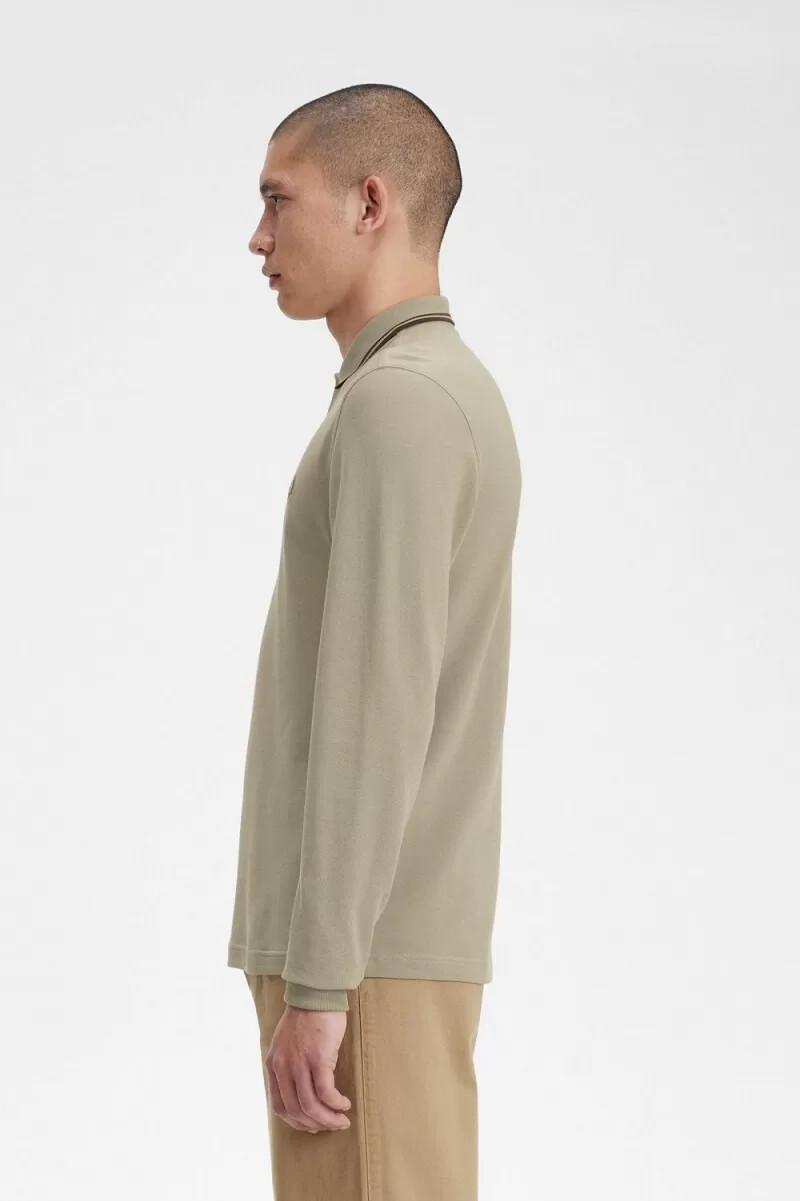 fred perry m3636 mens shirt warm grey dark red