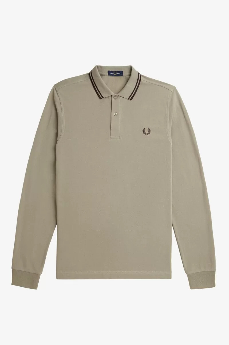 fred perry m3636 mens shirt warm grey dark red
