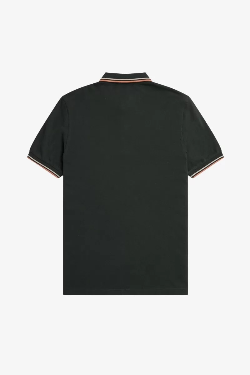 fred perry m3600 mens shirt night green warm grey light rust