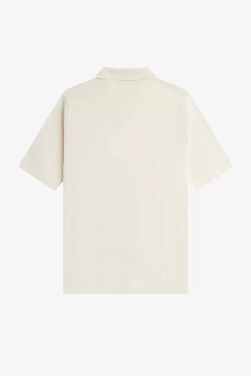 fred perry button through knitted mens shirt beige