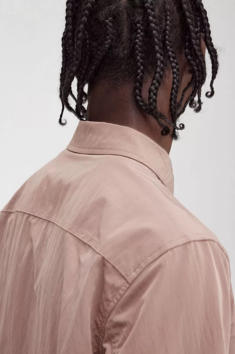 fred perry zip-through mens shirt dark pink