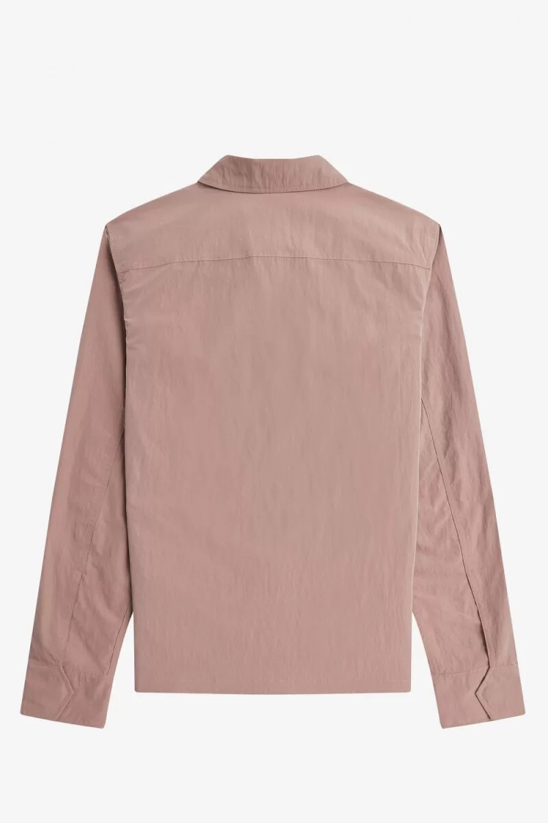 fred perry zip-through mens shirt dark pink