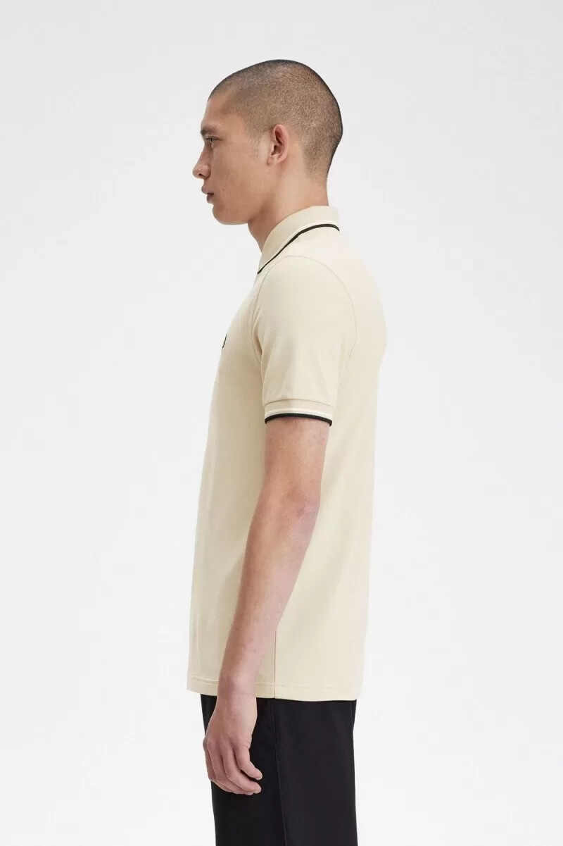 fred perry m3600 mens shirt oatmeal beige black
