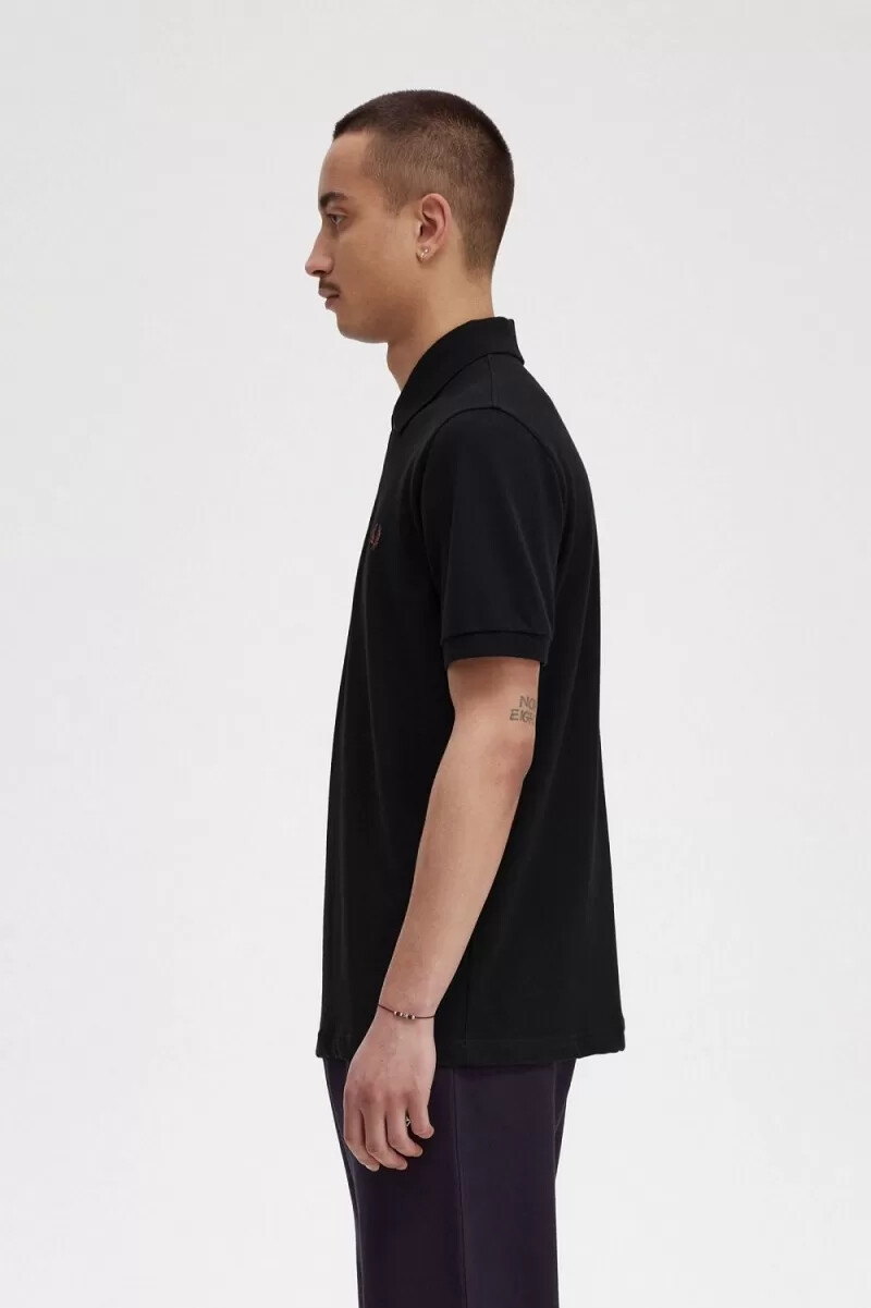 fred perry m3 mens shirt black whisky brown