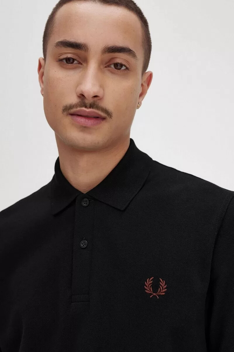 fred perry m3 mens shirt black whisky brown
