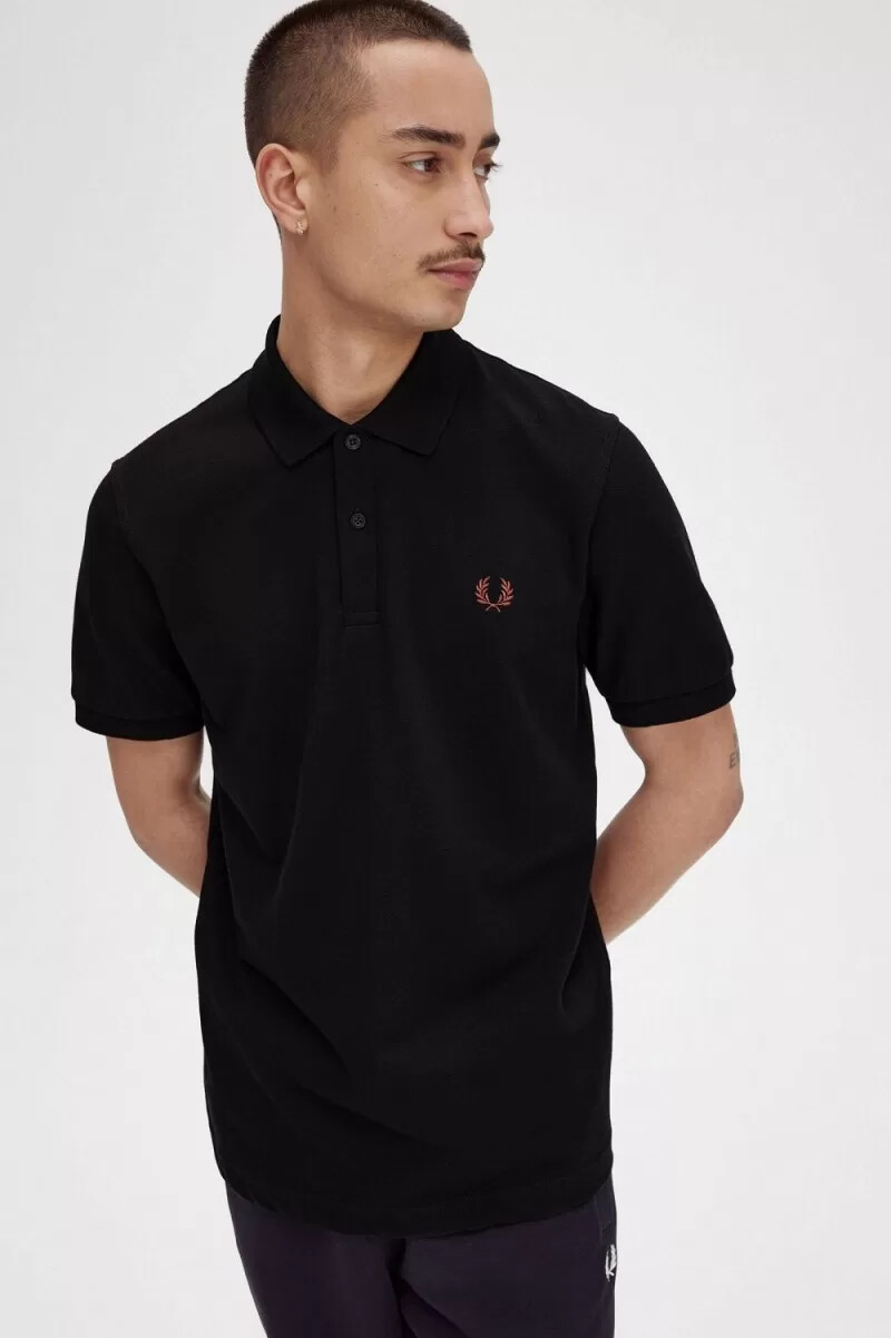 fred perry m3 mens shirt black whisky brown