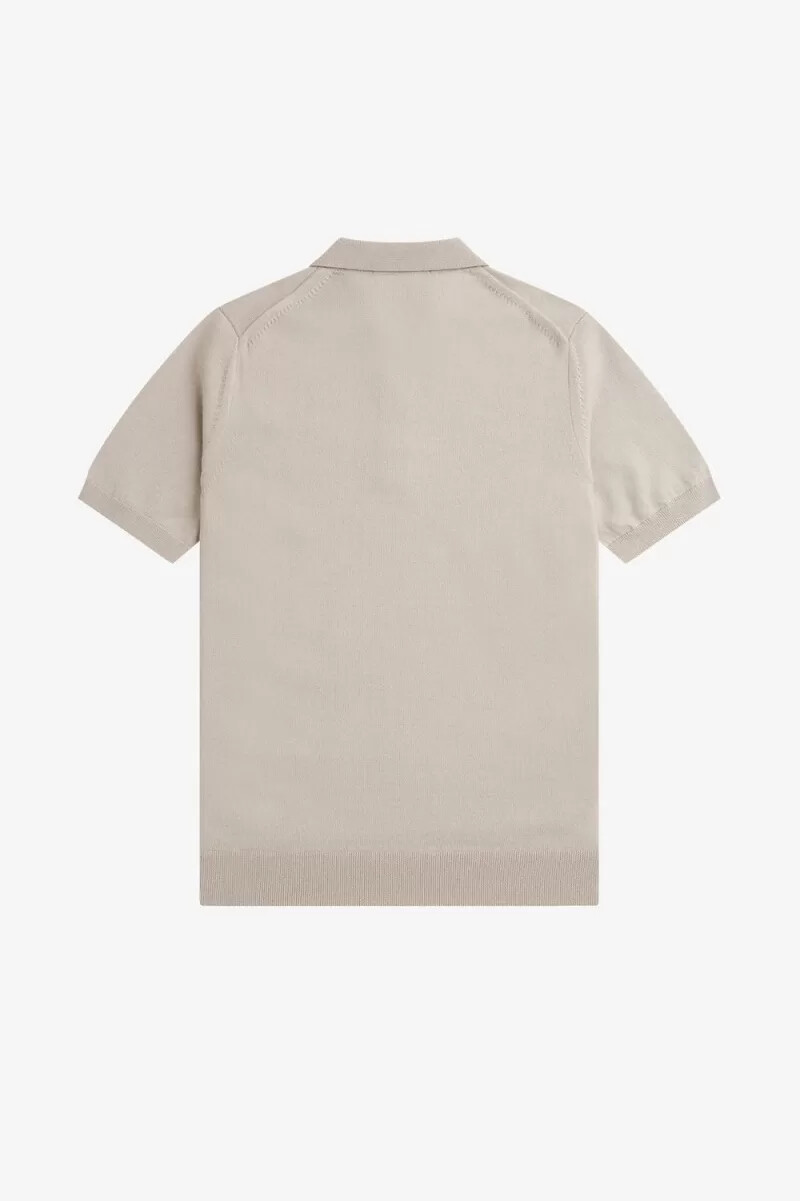 fred perry classic knitted mens shirt dark oatmeal