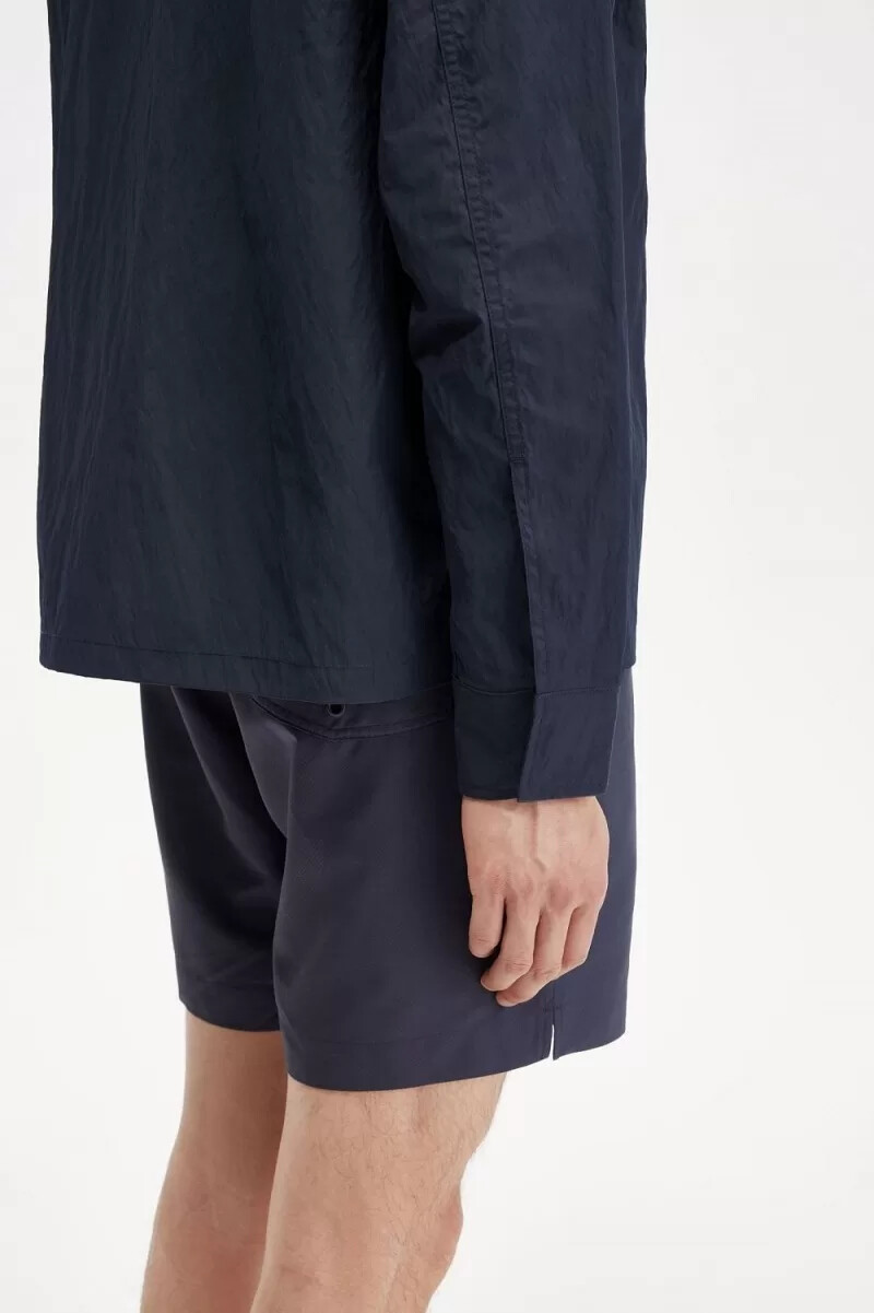 fred perry textured zip-through mens shirt navy